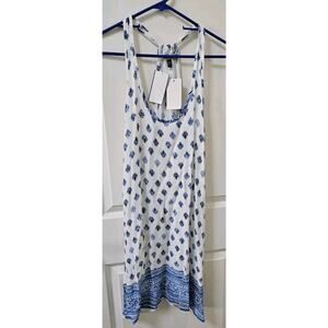 J Valdi Navy & White Floral Tank Dress / Cover-Up Size M Racerback Casual